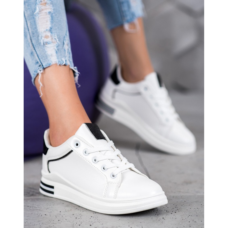 Diamantique Pantofi sport albi 1