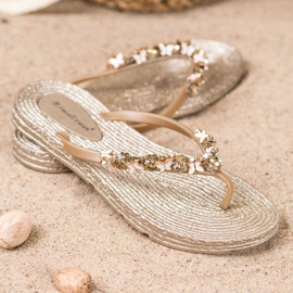 SHELOVET Flip-flops din cauciuc cu ornamente galben 1