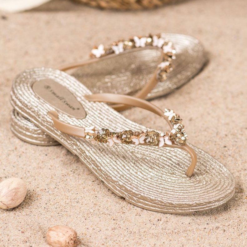 SHELOVET Flip-flops din cauciuc cu ornamente galben 1