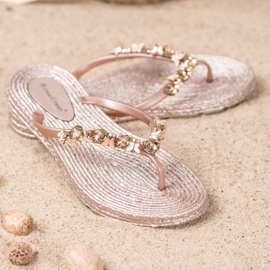 SHELOVET Flip-flops din cauciuc cu ornamente roz 1