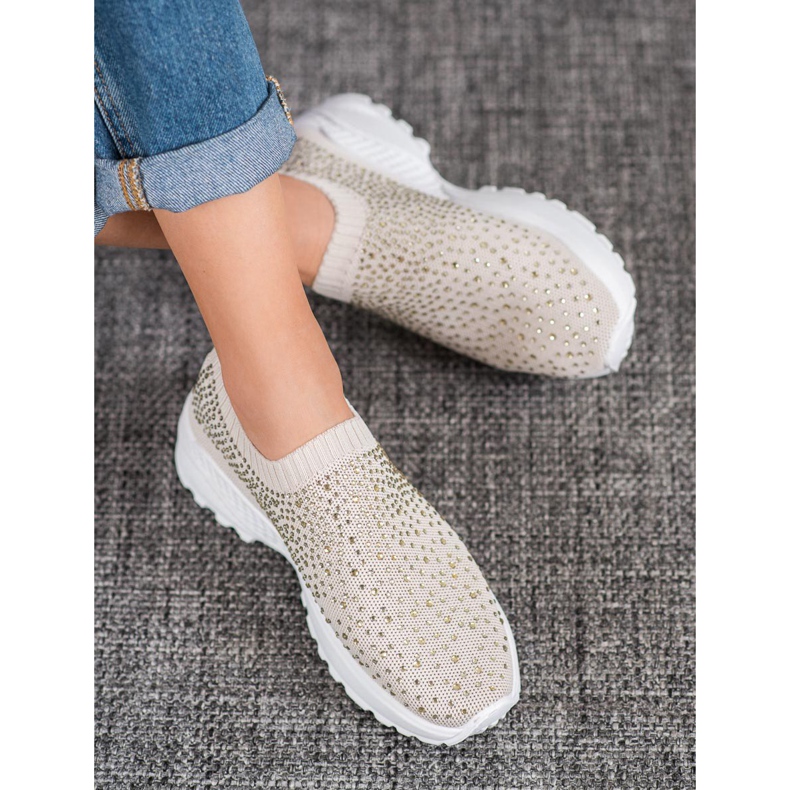 Diamantique Pantofi sport cu cristale maro 1