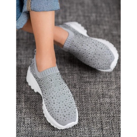 Diamantique Pantofi sport cu cristale gri 2