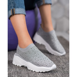 Diamantique Pantofi sport cu cristale gri 1