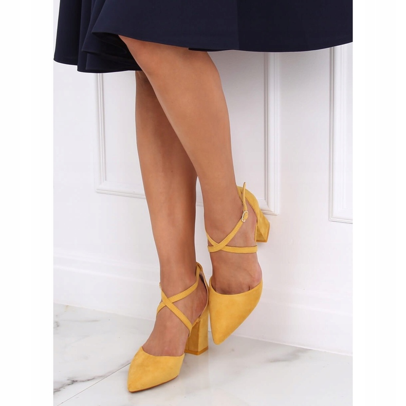 Pompe cu toc înalt tăiate miere LY9153-5 Galben 1 Pompe cu toc înalt tăiate miere LY9153-5 Galben 1