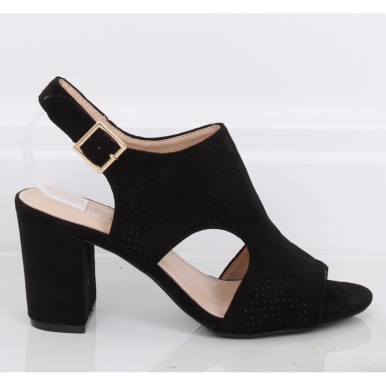 Sandale cu toc negru negru 99-33A Negru 1