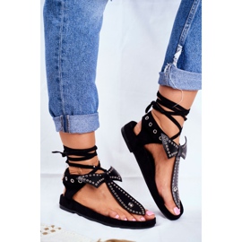 Sandale Lu Boo pentru femei, cu legături negre, japoneză Mara negru 1 Sandale Lu Boo pentru femei, cu legături negre, japoneză Mara negru 1