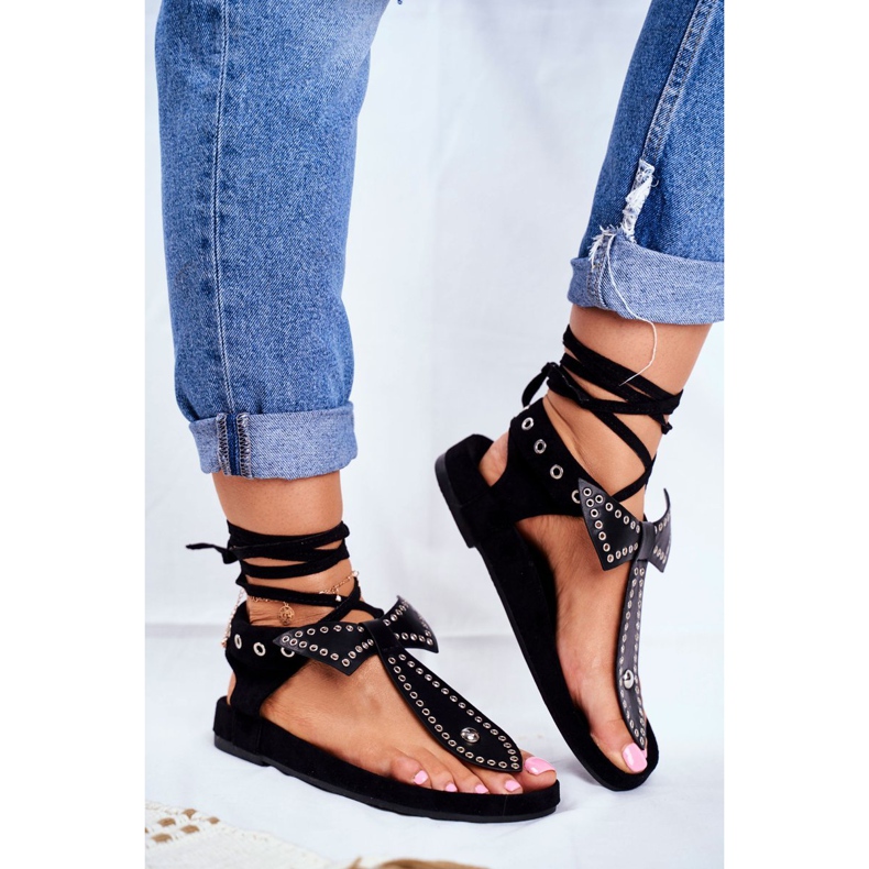 Sandale Lu Boo pentru femei, cu legături negre, japoneză Mara negru 1 Sandale Lu Boo pentru femei, cu legături negre, japoneză Mara negru 1