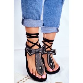 Sandale Lu Boo pentru femei, cu legături negre, japoneză Mara negru 2