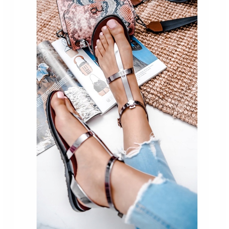 Sandale Lu Boo cu oglindă neagră Lento japonez roman negru 2