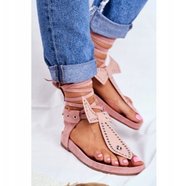 Sandale pentru femei Lu Boo, cu legături roz, praf japonez Mara 2