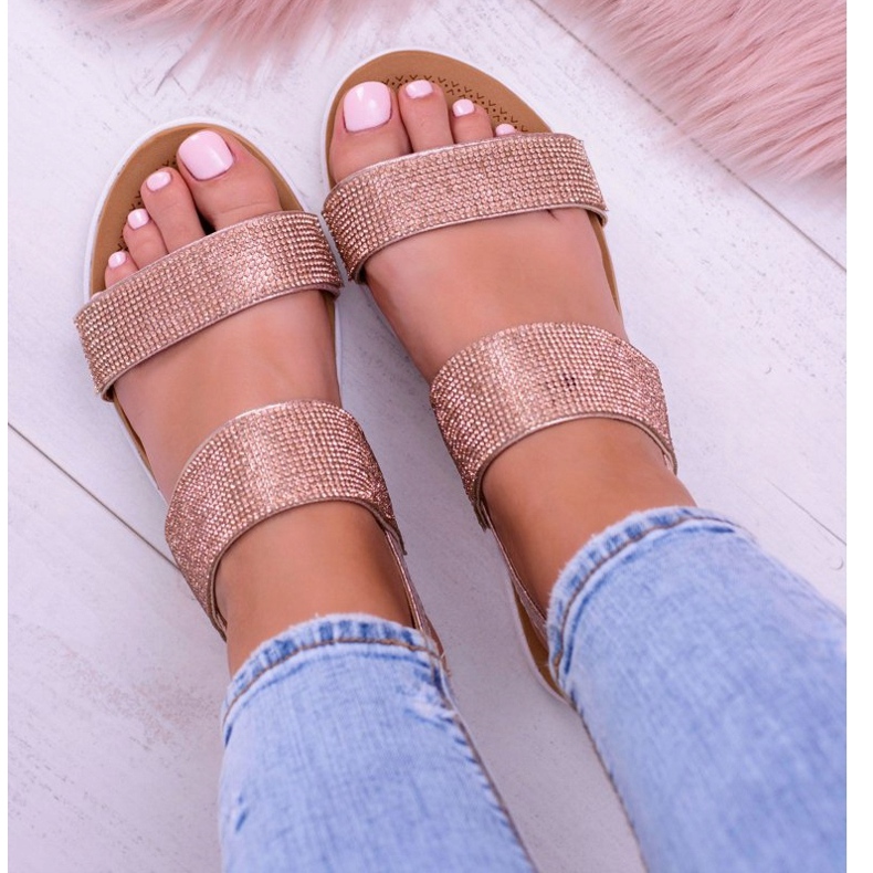 Sandale de șampanie Lu Boo pentru femei cu zirconiu cubic perfect roz 2