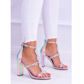 Sandale Lu Boo pe benzină violet cu strasuri Taylor multicolor 2