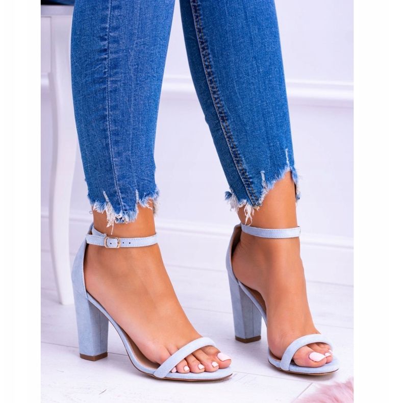 Sandale albastre din piele de căprioară Lu Boo pe un bar Ripley albastru 2