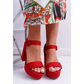 NFR Sandale de damă pe toc înalt și platformă roșie LaMondes roșu 2