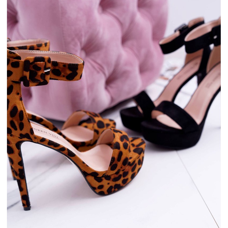 NFR Sandale de damă pe toc înalt Platformă Welbos negru 2