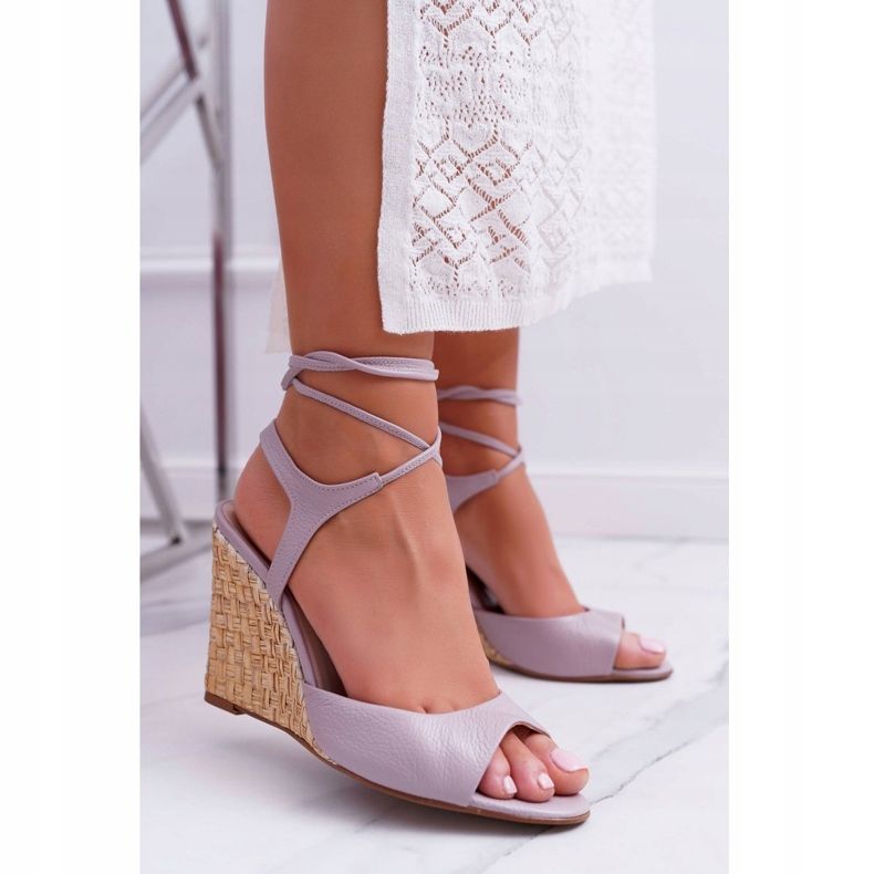 Sandale pe pană Laura Messi 1944 Piele Violet deschis Lenormo 2