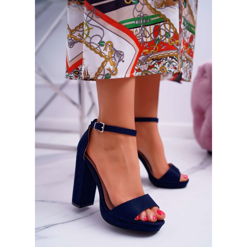 ADY Sandale pentru femei, albastru maro, pe platformă Debora, cu toc albastru marin 2