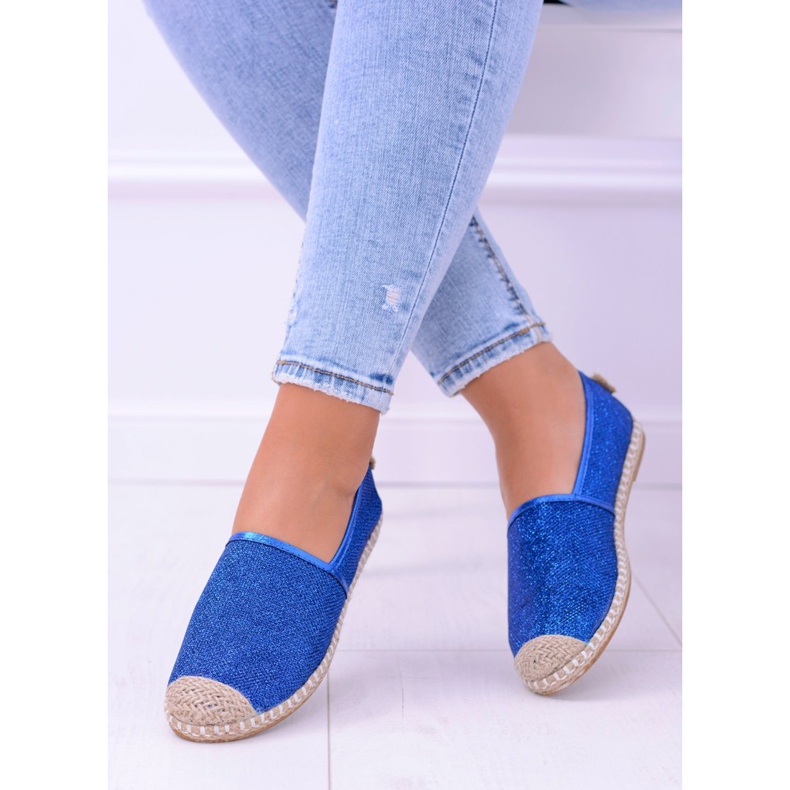 Espadrilele de damă Lu Boo Cornflower Slip On Brocade Miravet albastru 1
