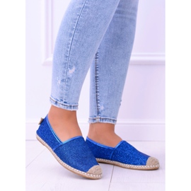 Espadrilele de damă Lu Boo Cornflower Slip On Brocade Miravet albastru 3