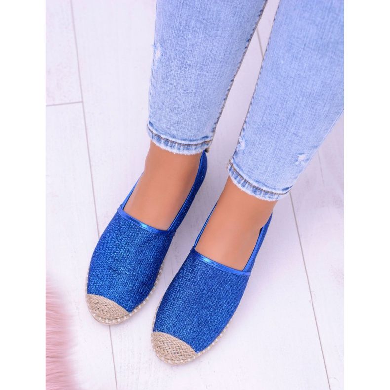 Espadrilele de damă Lu Boo Cornflower Slip On Brocade Miravet albastru 2