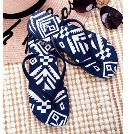 Flip Flops de damă Lu Boo bleumarin Aztec Havanna albastru 1