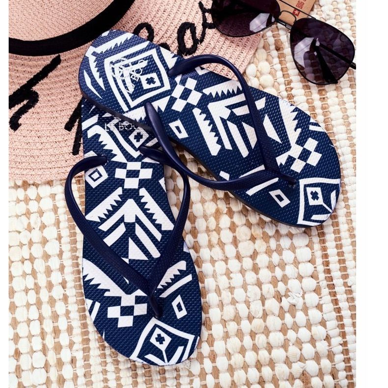 Flip Flops de damă Lu Boo bleumarin Aztec Havanna albastru 1