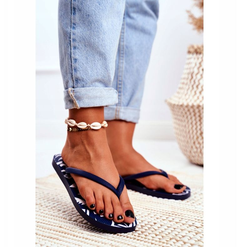 Flip Flops de damă Lu Boo bleumarin Aztec Havanna albastru 2
