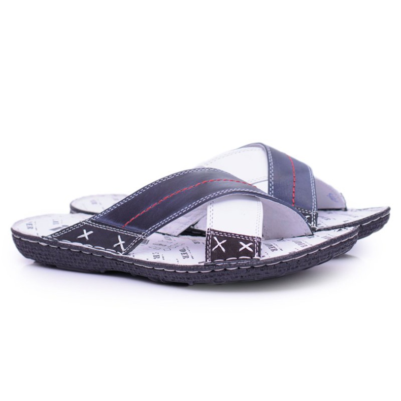 Iguana Papuci bărbați din piele deschisă bleumarin Bine albastru marin 1