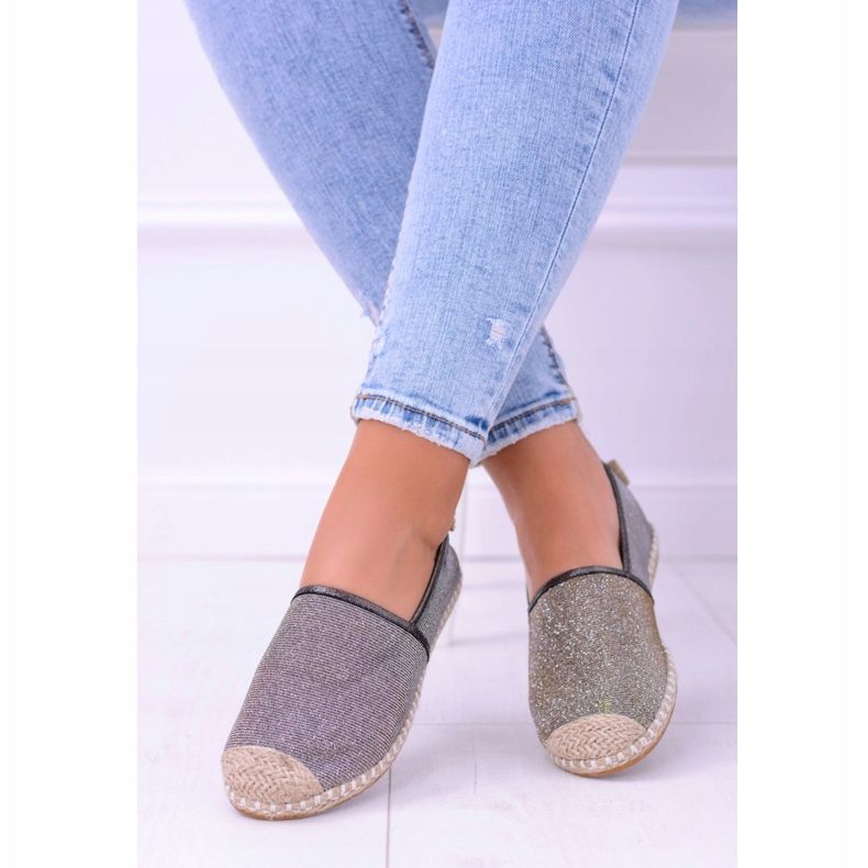 Espadrile de damă Lu Boo Glitter Slip On Miravet bej de aur 1