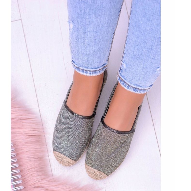 Espadrile de damă Lu Boo Glitter Slip On Miravet bej de aur 2
