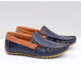 Neex | Mocasini slip-on Pardon pentru bărbați din piele bleumarin albastru marin 1
