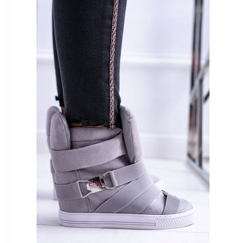 Adidași Lu Boo pentru femei, cu benzi elastice, pompe gri 2