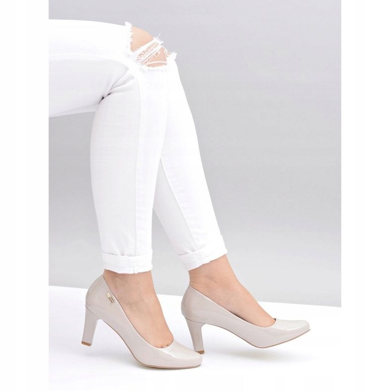 Pompă de damă Sergio Leone Orsola lăcuită gri deschis 1