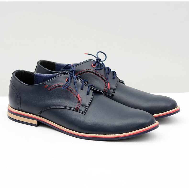 Bednarek Polish Shoes Brogues pentru bărbați Bednarek Piele elegantă Blue Navy Pietro albastru marin 1