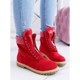 Lu Boo Femei Suede Roșu Timberki Trappers Fermoare Nancy roşu 1