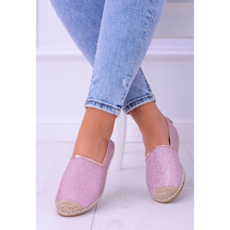 Lu Boo Glitter Espadrile roz pentru femei Slip On Miravet 1