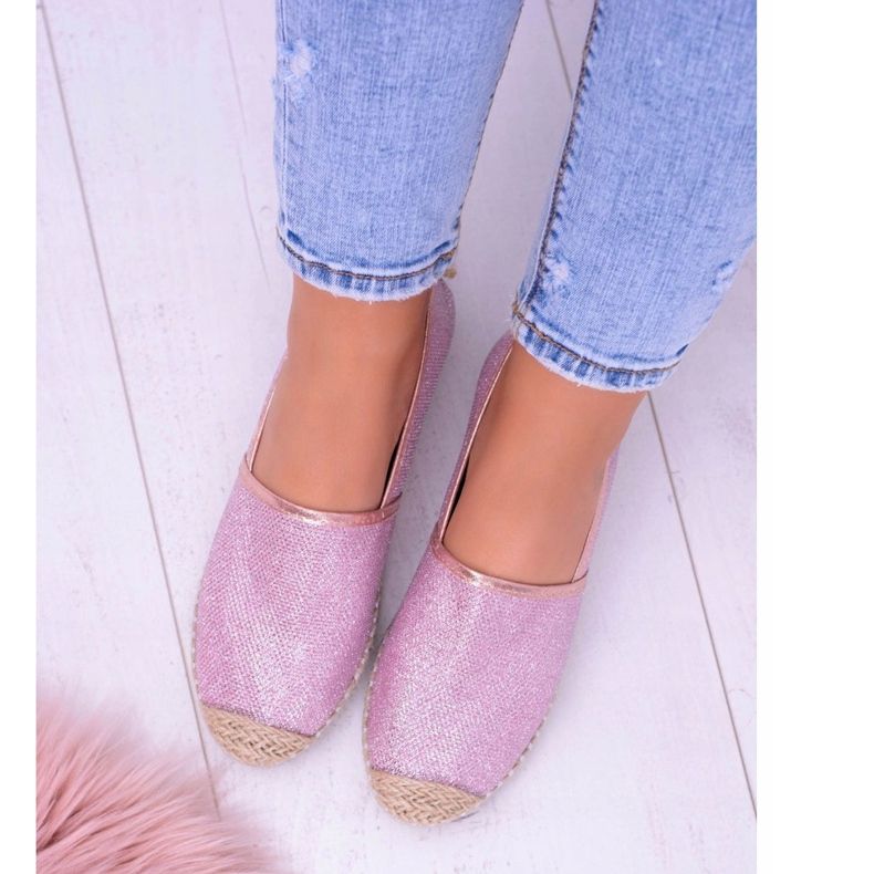 Lu Boo Glitter Espadrile roz pentru femei Slip On Miravet 2