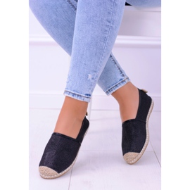 Espadrile de damă Lu Boo Black Glitter Slip On Miravet negru 1 Espadrile de damă Lu Boo Black Glitter Slip On Miravet negru 1