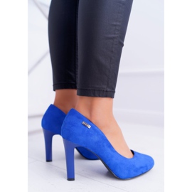 Pompă de damă pe toc Sergio Leone Suede Indigo Campbell albastru 2