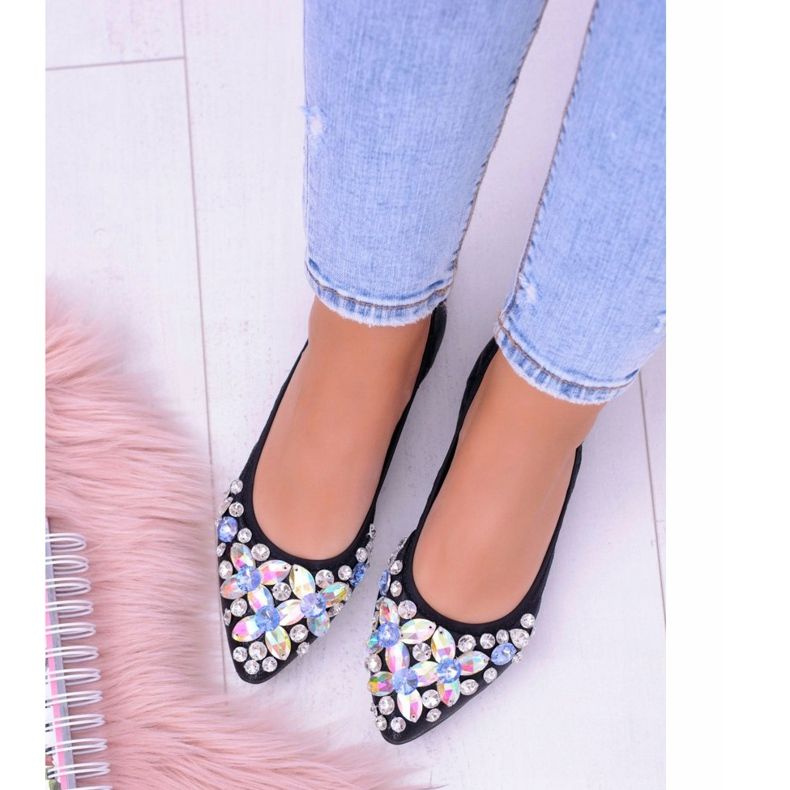 Balerini negri Lu Boo pe pietre elastice Chiar negru 2 Balerini negri Lu Boo pe pietre elastice Chiar negru 2