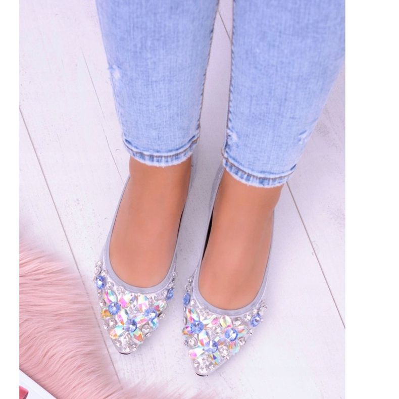 Balerine de argint Lu Boo pe pietre elastice Chiar gri 2