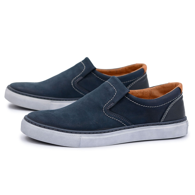 Neex | Încălțăminte jazzy pentru bărbați, din piele, slip-on albastru marin 1