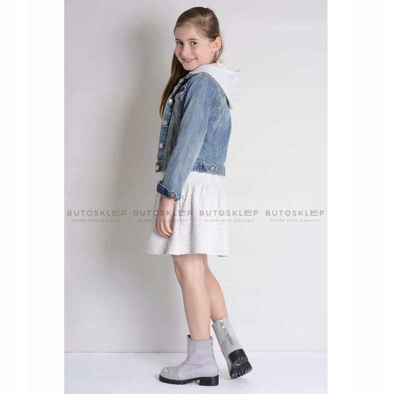 Cizme pentru copii Lu Boo Grey cu zirconiu cubic LittleCarrie gri 1