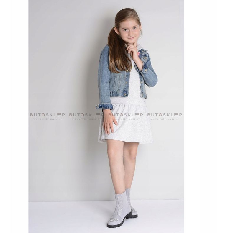 Cizme pentru copii Lu Boo Grey cu zirconiu cubic LittleCarrie gri 2