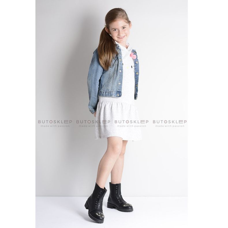 Botine negre Lu Boo pentru copii cu zirconiu cubic Pu LittleCarrie negru 1