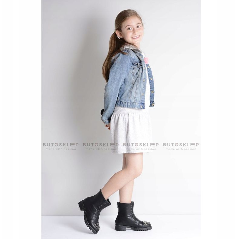 Botine negre Lu Boo pentru copii cu zirconiu cubic Pu LittleCarrie negru 2