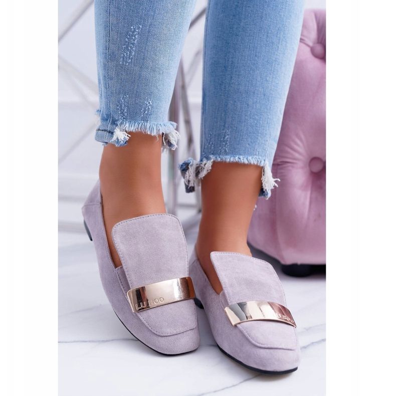 Mocasini de damă Gri Cu o farfurie Golden Lordsy Lu Boo Harlem 1