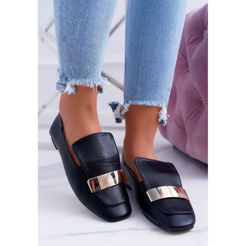 Mocasini de damă Lu Boo Black Grain Cu o farfurie Harlem negru 1 Mocasini de damă Lu Boo Black Grain Cu o farfurie Harlem negru 1