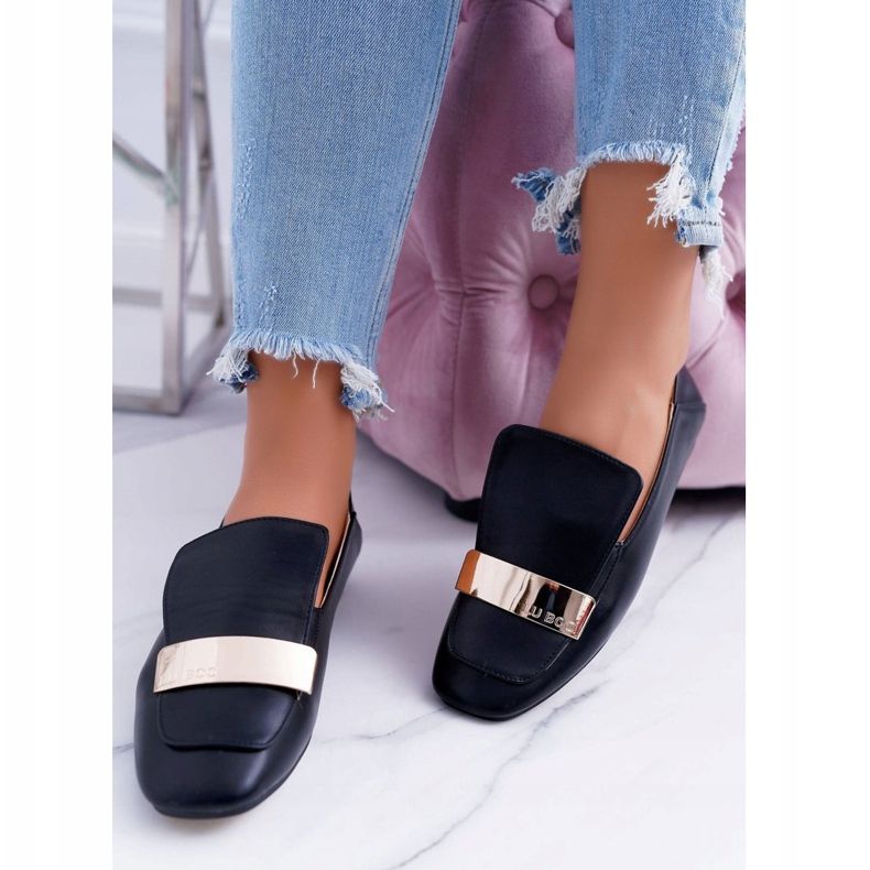 Mocasini de damă Lu Boo Black Grain Cu o farfurie Harlem negru 2 Mocasini de damă Lu Boo Black Grain Cu o farfurie Harlem negru 2