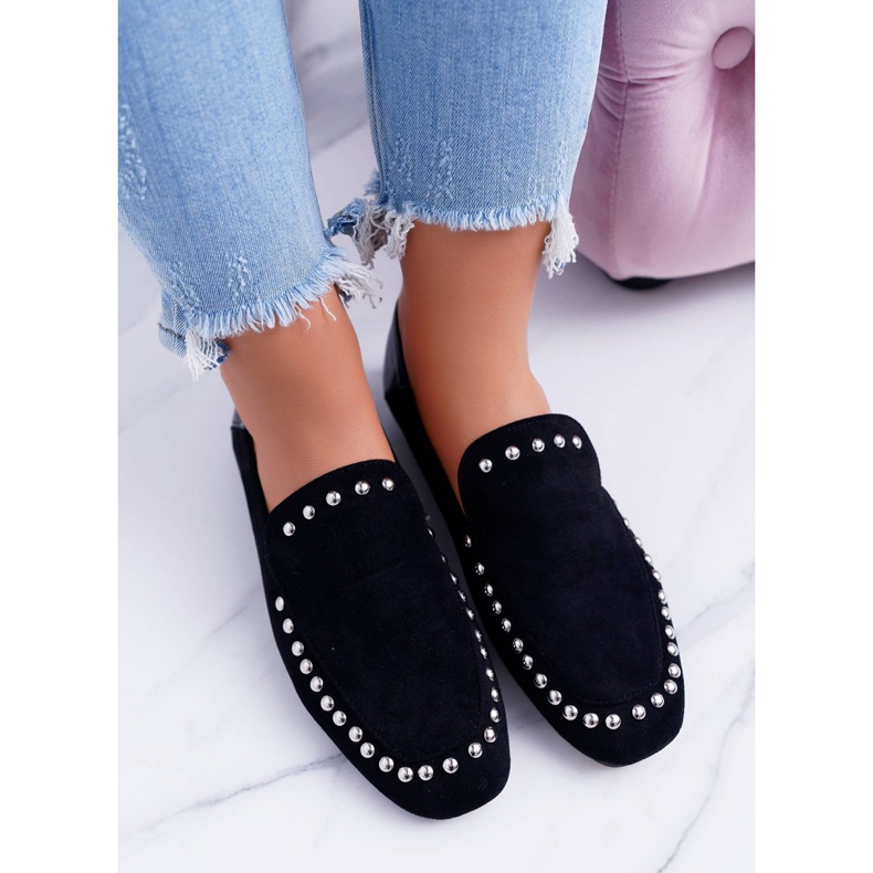 Balerini de damă Black Boobs Lu Boo pentru femei cu pietre de stras negru 2